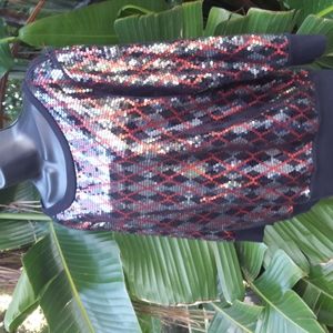 Express sequin plaid sweater